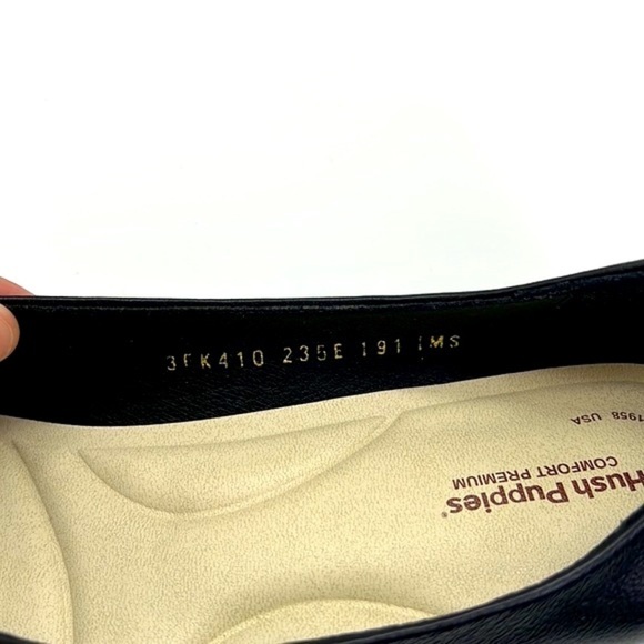 Hush Puppies - Black Leather Square Heel Comfort Premium Shoes Size 6.5 - Picture 15 of 15